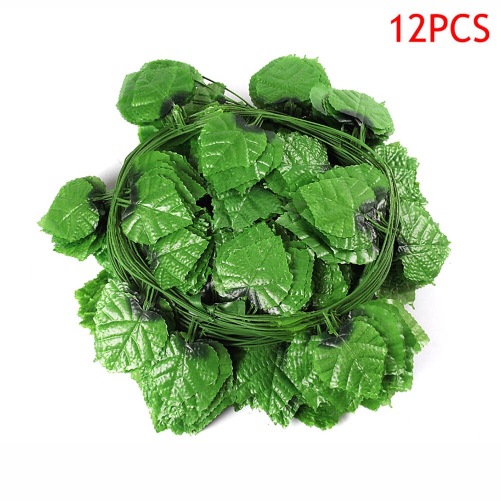 Enredadera colgante Artificial de , hojas de plantas, plástico Natural, decoración de boda, pared de jardín, 12 Uds., 2M