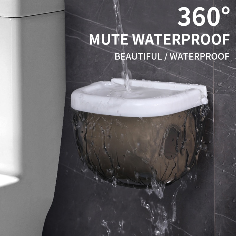 Wall Mount Toilet Paper Holder Shelf Tissue Box Waterproof Toilet Paper Tray Roll Paper Tube Bathroom Storage Box Organizer top