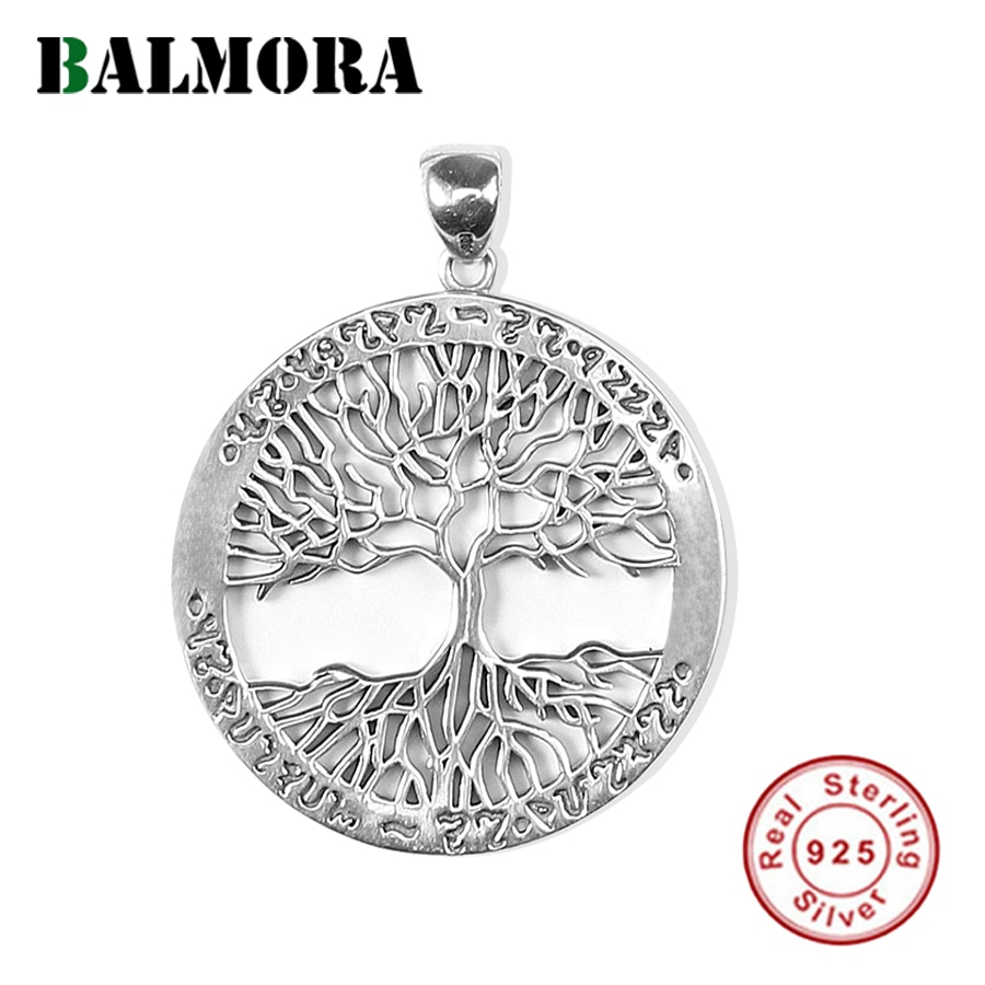 BALMORA 100% Echt 925 Sterling Zilveren Boom van Het Leven Ronde Kleine Hanger &amp; Ketting Bijoux Vrouwen Mannen Sieraden
