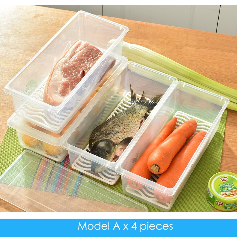 Keuken Plastic Voedsel Groente Opslag Container Organizer Koelkast Opbergdoos Voedsel Containers Kleine Koelkast Opbergdozen: A4