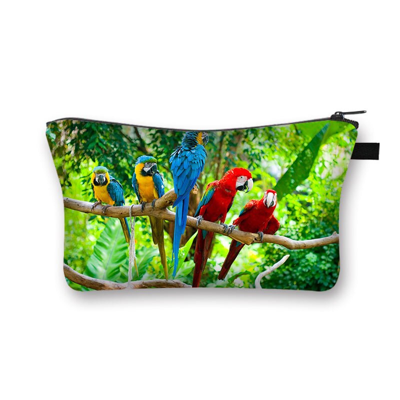 Cute Bird Parrot kosmetyczka kobiety kosmetyczka dziewczyna organizator etui kosmetyki dla kobiet Case kobiece torby podróżne ze schowkiem: shzbparrot13