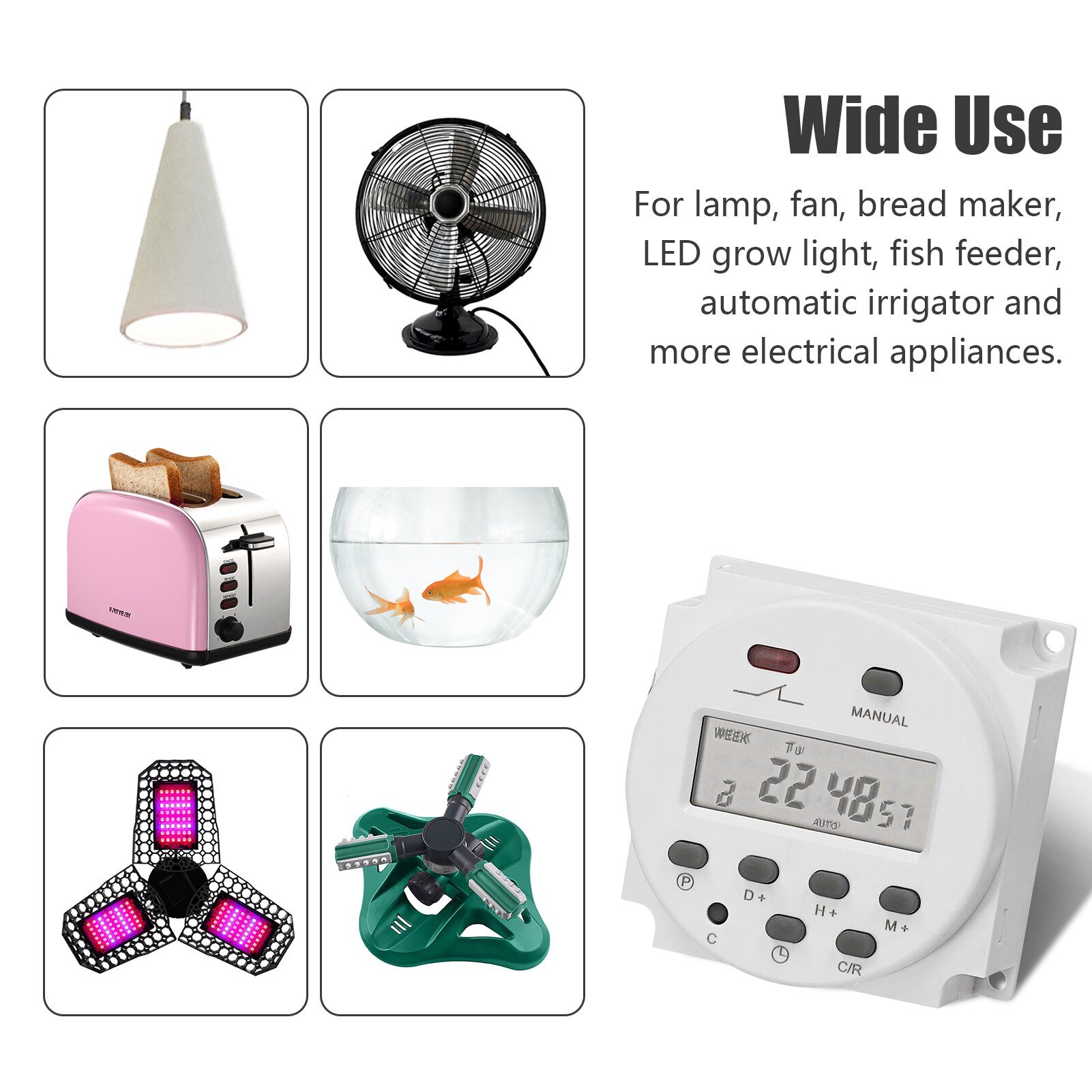 KKmoon CN101A Digital Timer Switch Weekly Programmable Panel Mounted Electrical Timer 16 Independent ON/ OFF Program