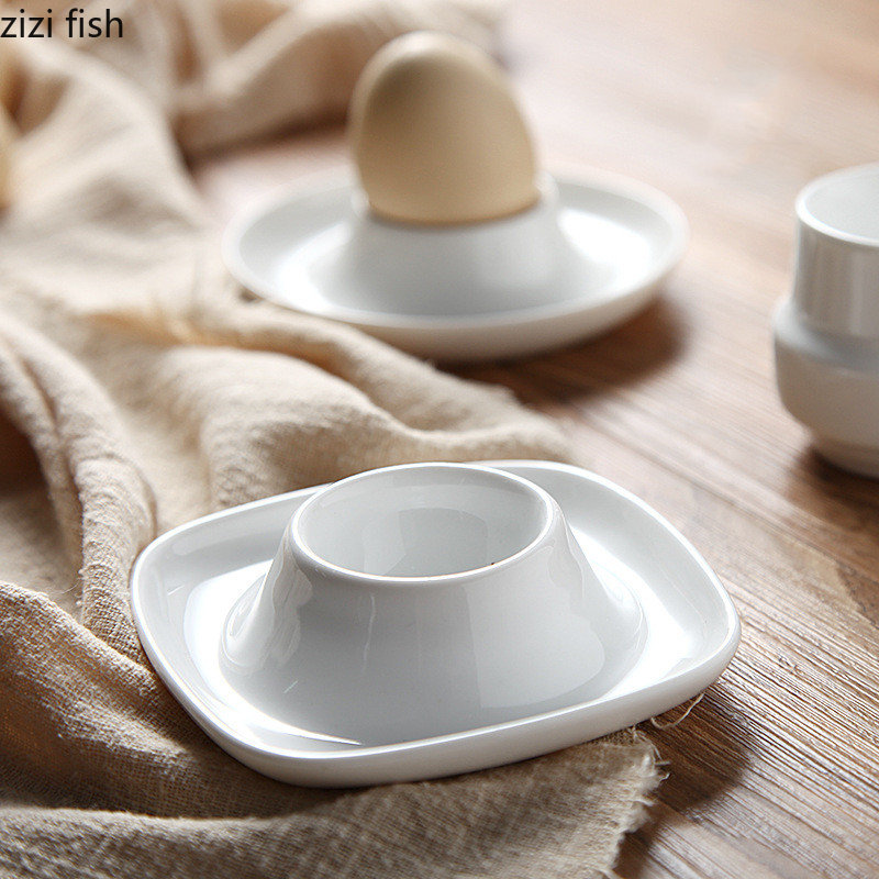 Zuiver Wit Keramische Plaat Eiertray Eierdopje Ei Rack Opslag Lade Keuken Opslag Servies Specialiteit Platen Schotel Kom Dessert