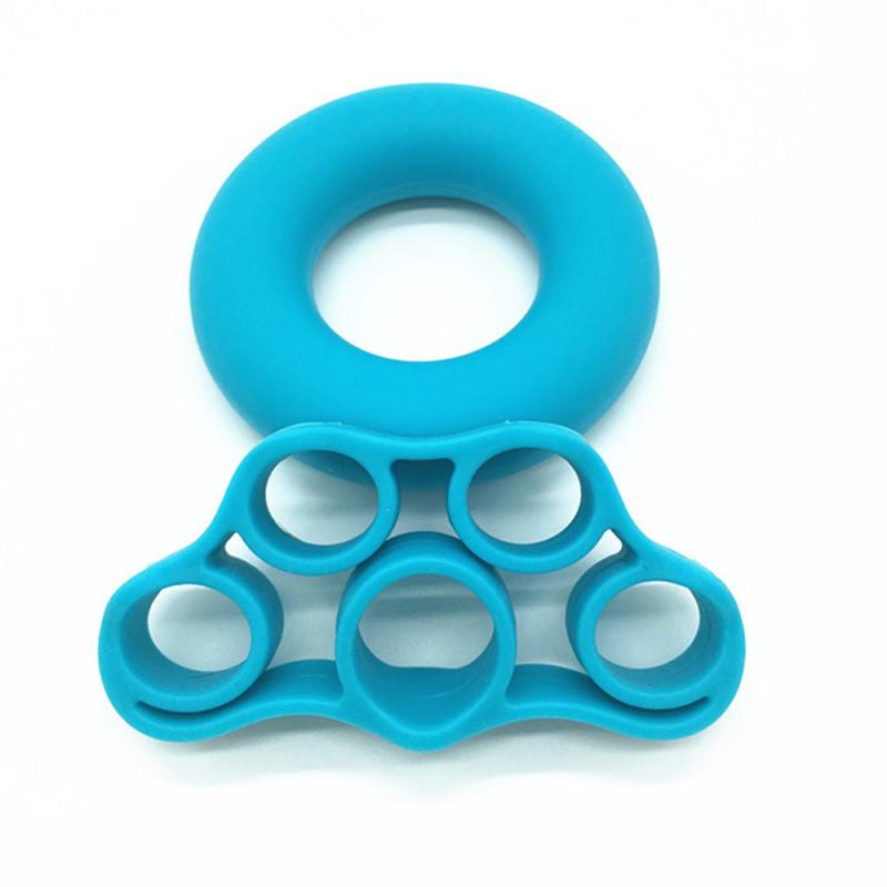 Silicone Adjustable Hand Grip Gripping Ring Finger Forearm Trainer Carpal Expander Muscle Workout Exercise Gym Fitness: Deep Blue
