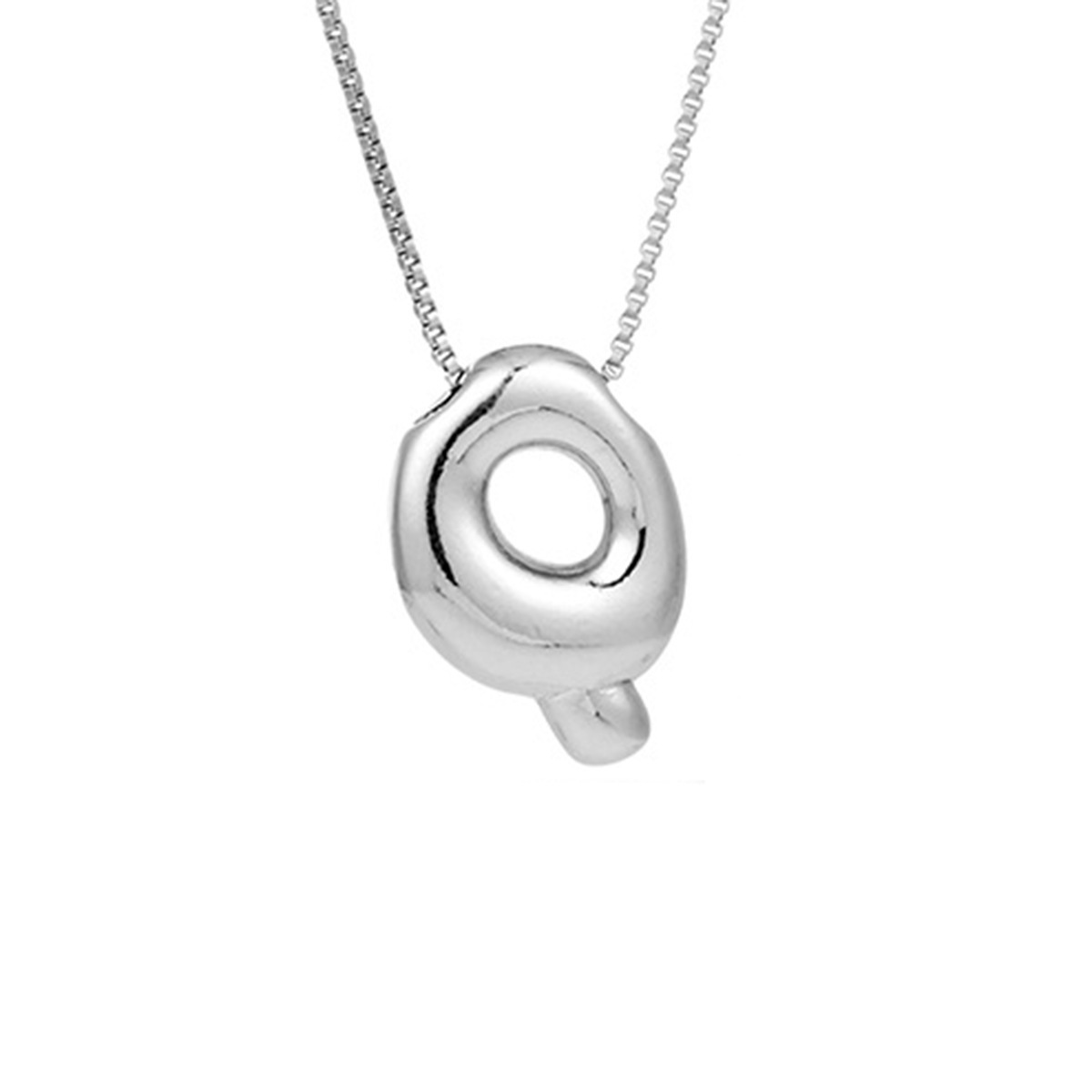 Delicate Chunky Balloon 26 Letter Necklace Bubble Initial Alphabet Pendant Box Chain Choker Stainless Steel Gold Plated Jewelry: Antique Bronze Plated