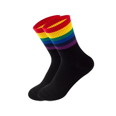 Calcetines de algodón con estampado de arcoíris para mujer, medias coloridas de , cálidas e informales, ropa lgbt, 1 par, Otoño e Invierno: 6