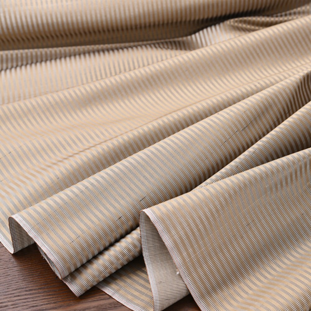 Jacquard Vertical Stripe Silk Dupioni Satin Fabric Vicedeal