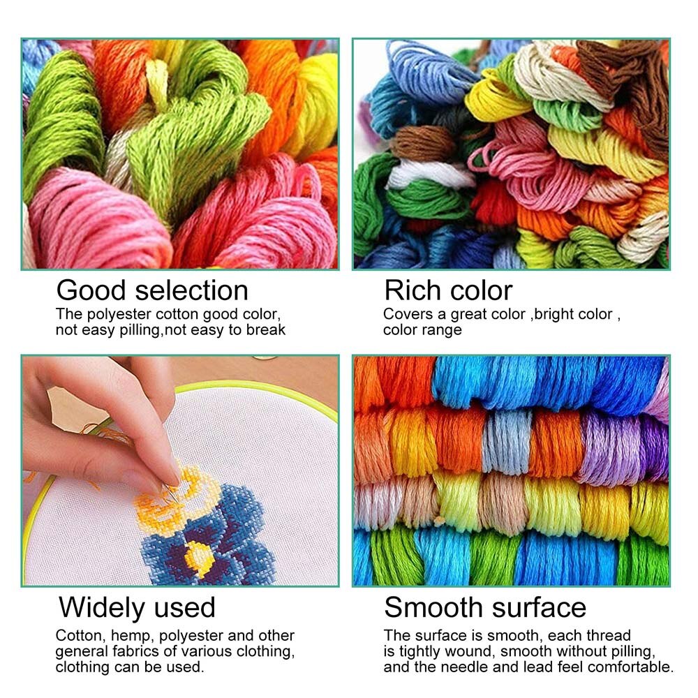 50-200pcs Multicolor Cross Stitch Threads Cotton Sewing Skeins Embroidery Thread Silk Line Floss Skein Kit DIY Sewing Tool Craft