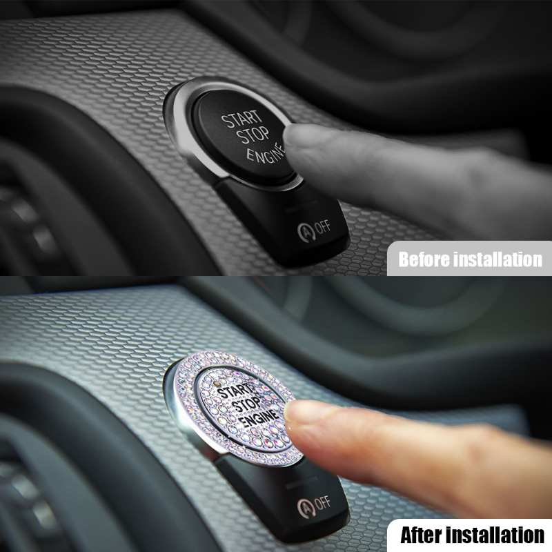 Auto Ein-Start-Taste Diamant Dekoration Aufkleber Innen Zündung Starter Schalter 3D Ring Strass Bling BlingSticker
