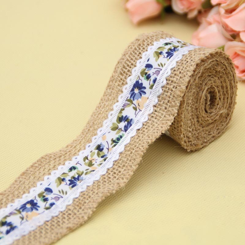 1 Pc DIY Natural Jute Burlap Lace Ribbon Rustic Vintage Wedding Decor Hessian Jute Roll Merry Christmas Party Supplies DIY