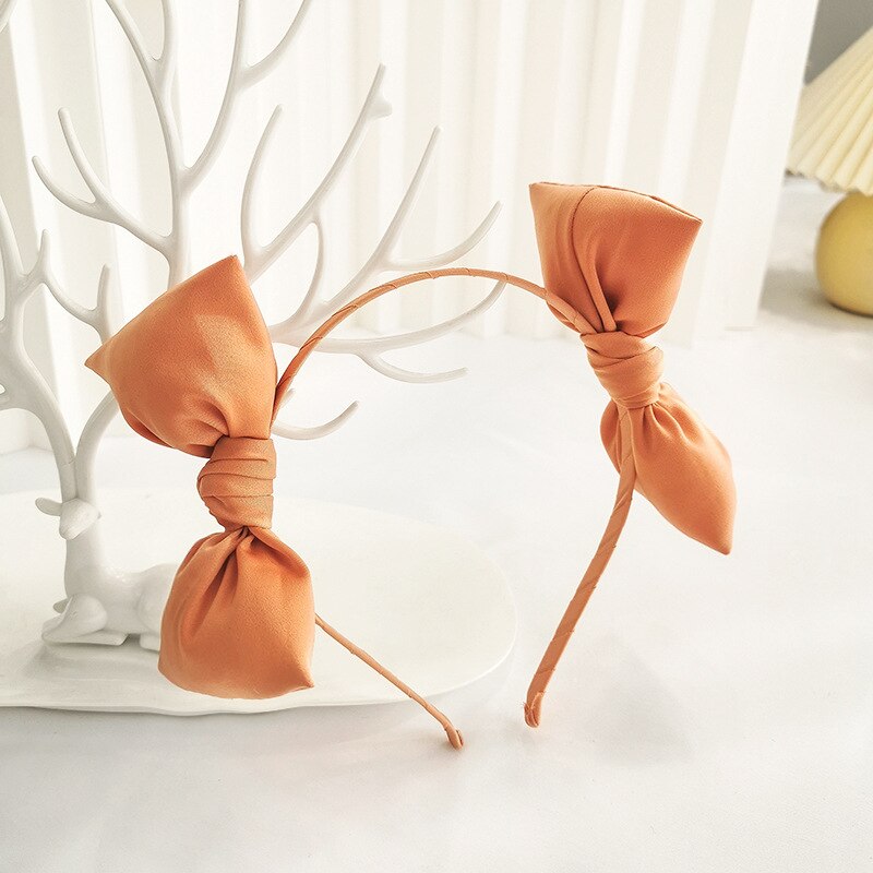 Serre-tête à Double nœud papillon pour filles, serre-tête coréen, accessoires de cheveux, tendance, mignon, mobile, en peluche: Orange