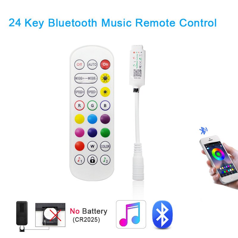 Bluetooth DC 12V 24V Bluetooth Wireless Controller RGB IR Wifi Bluetooth LED Controller for 5050 2835 RGB led strip: Bluetooth 24Key