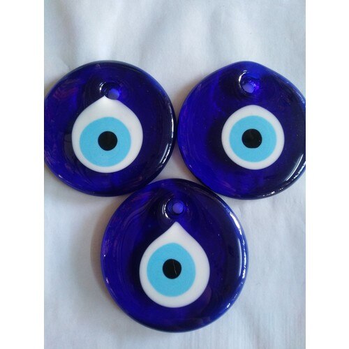 Evil Eye 3 Pieces Diameter 8 cm Negative Energy Remover Glass