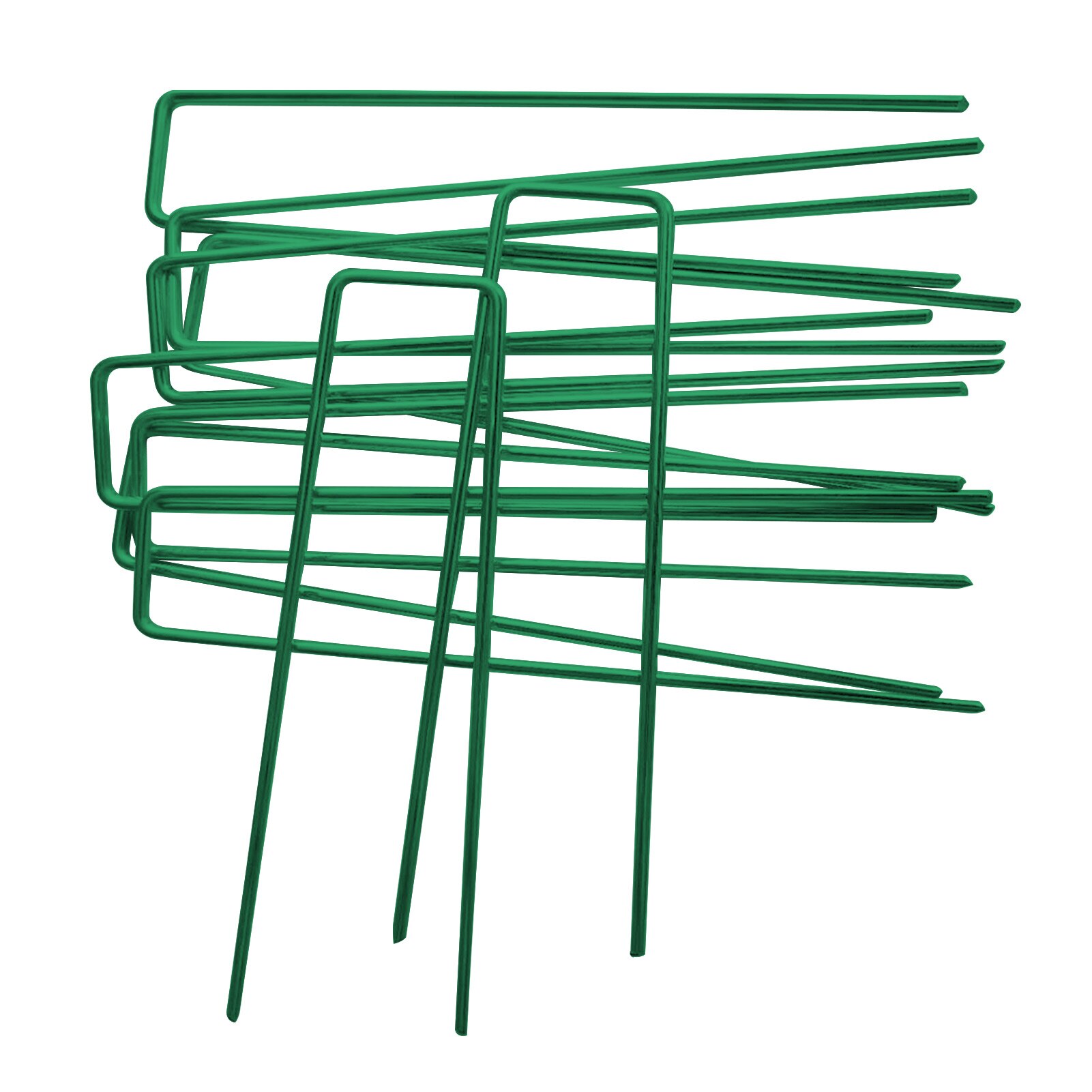 Piquet de sol en forme de U réutilisable en acier galvanisé, fixation de pelouse pour filet, pour aménagement paysager domestique, largeur réglable: Green