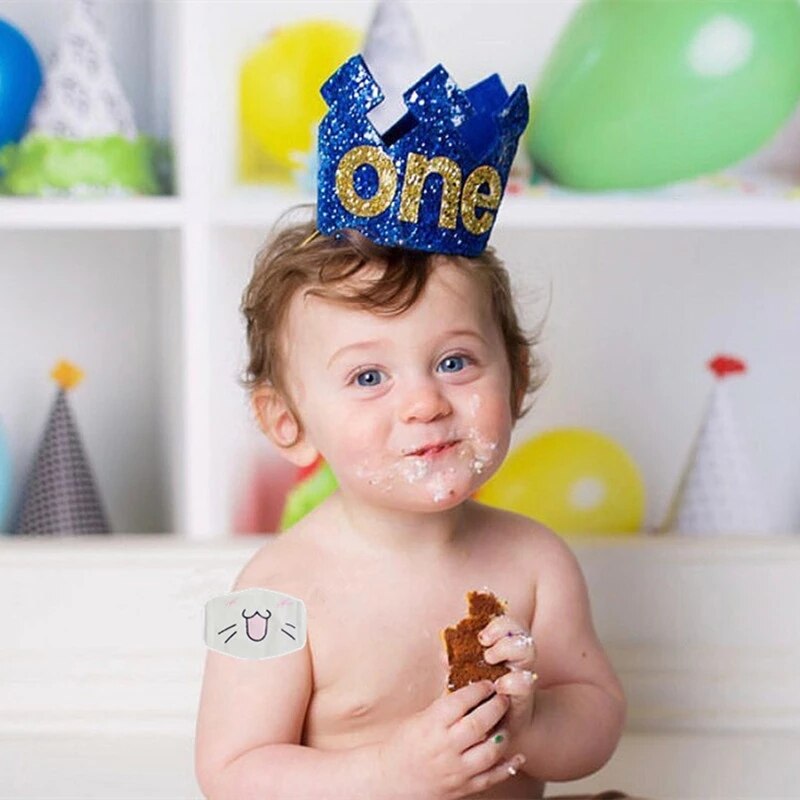 Glitter prins krona guld baby 1st 2nd 3rd år gammal födelsedag en pojke hatt baby shower födelsedagsfest dekoration foto rekvisita