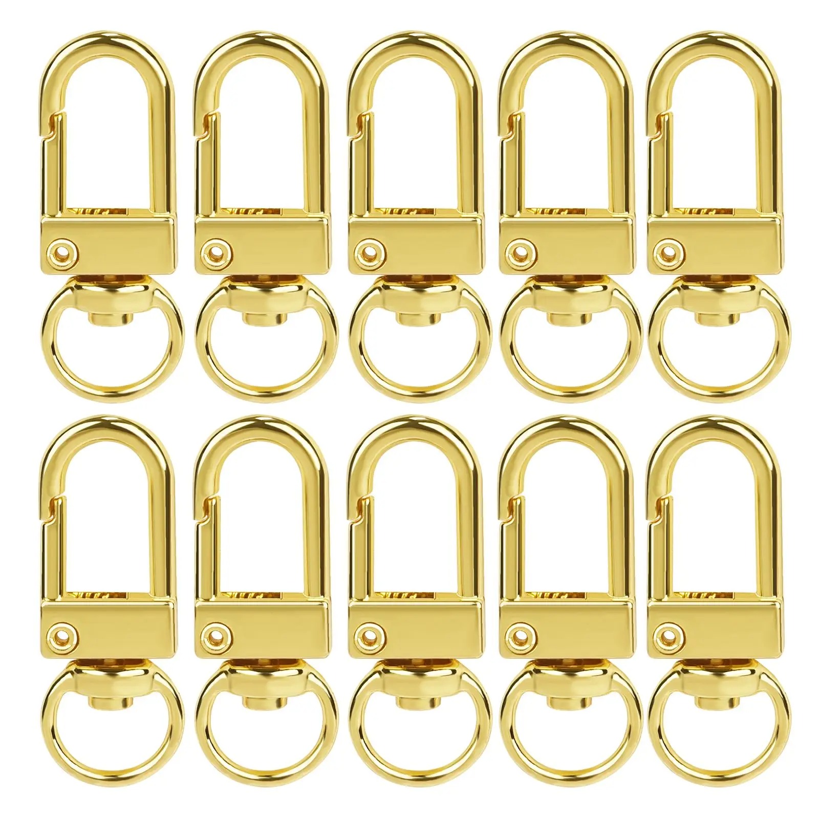 10pcs Carabiner Metal Lobster Clasp Hooks Gold Silver DIY Bag Luggage Accessories DIY Jewelry Finding Making Supplies Keychain: Gold