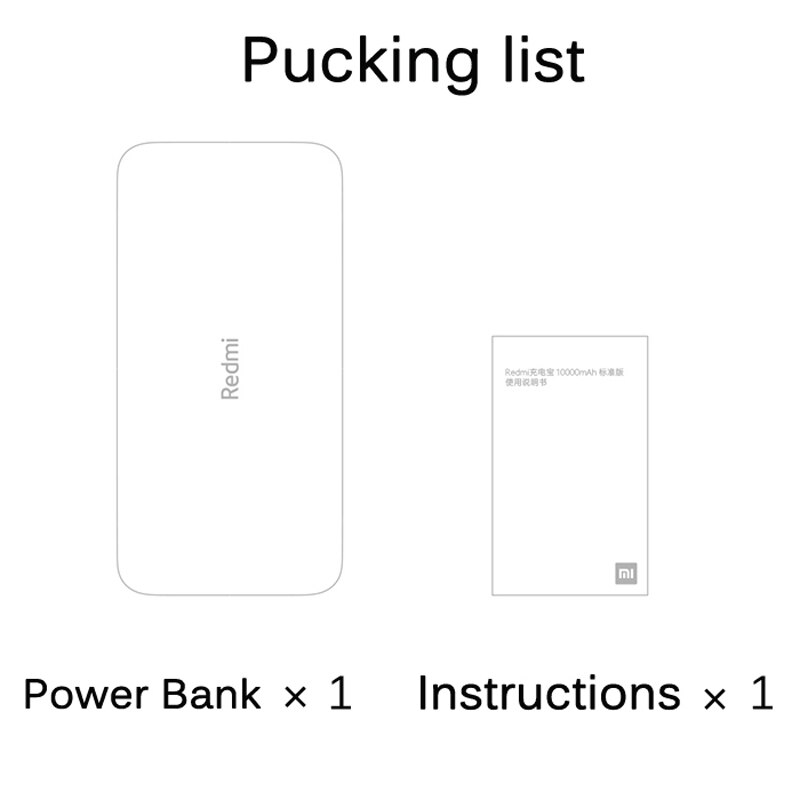 Newest Xiaomi Redmi Original Power Bank Quick Charge 10000mAh Powerbank Fast Charging Portable Charger