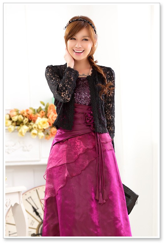 Veste de mariée en dentelle pour femmes, élégantes, manches longues, enveloppes de mariage, boléro