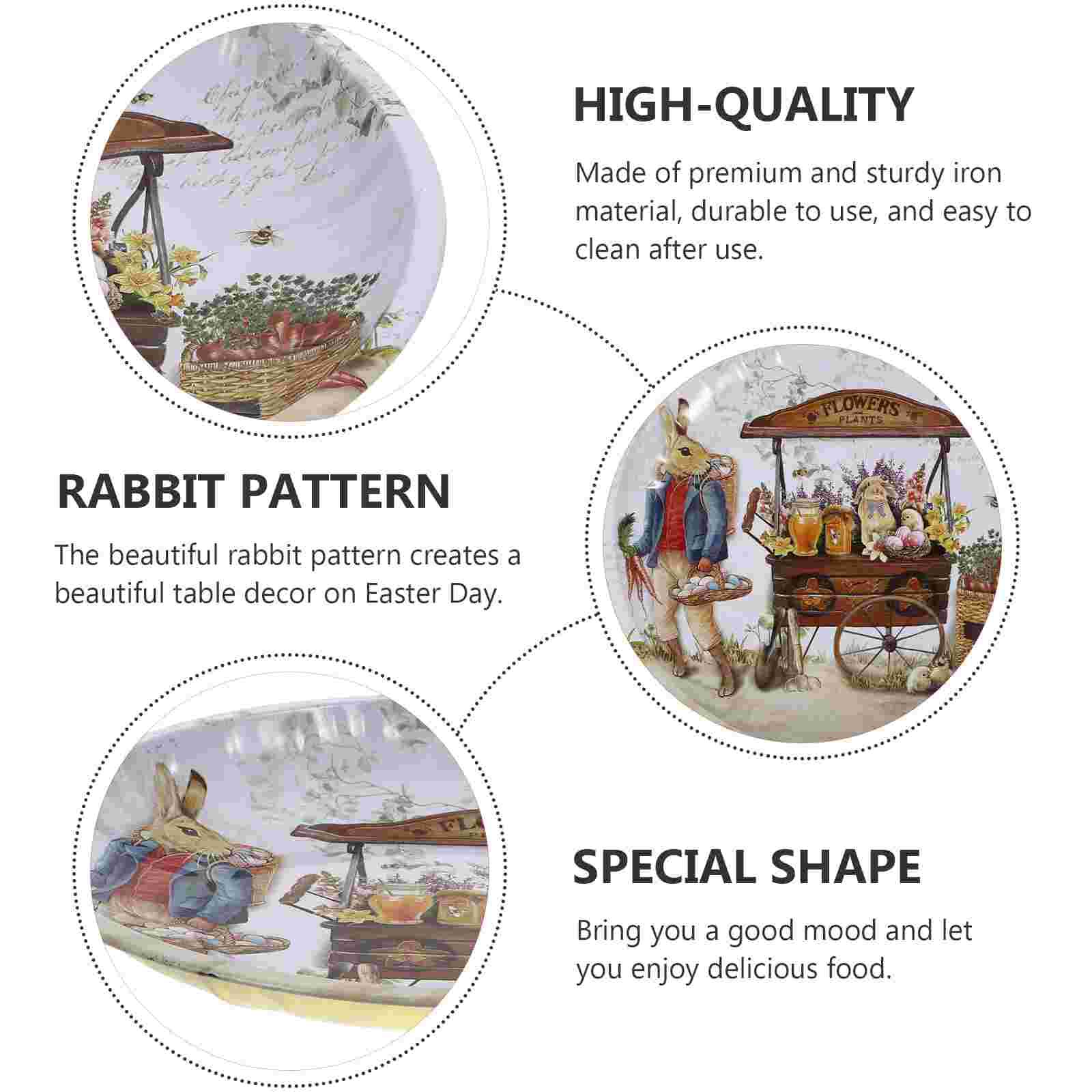 1 Pc Easter Candy Plate Iron Fruit Storage Tray Cartoon Nut Snack Storage Holder