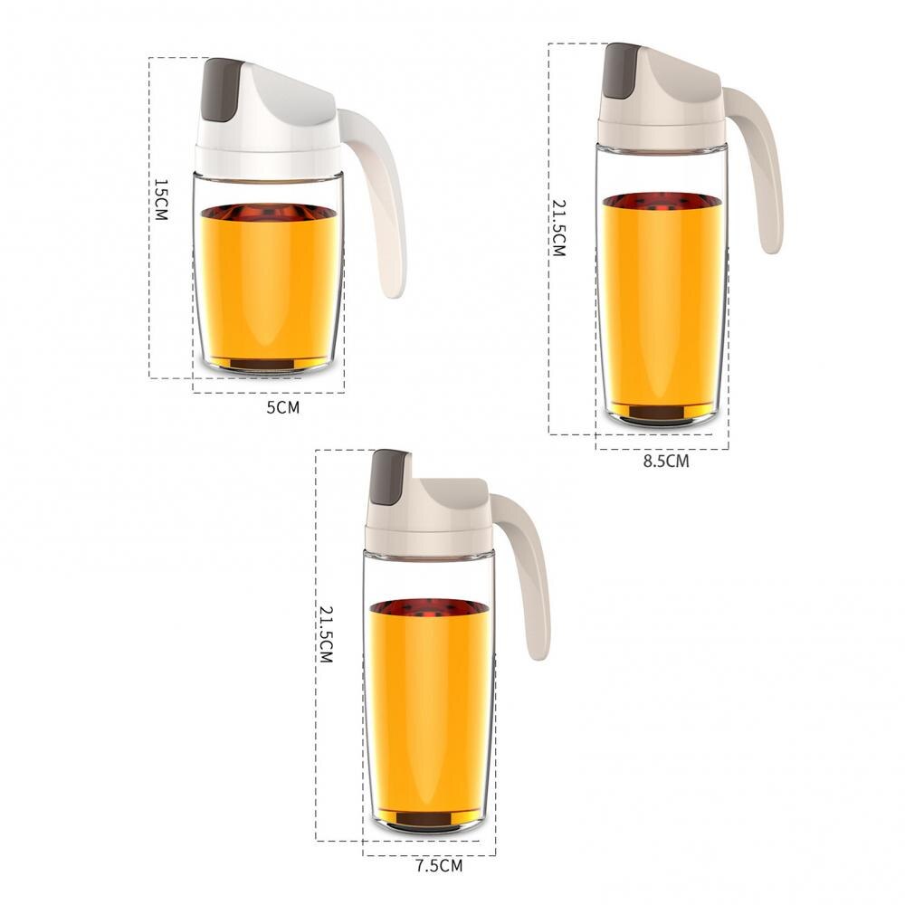 Leakproof Glass Oil Bottle Can Automatic Opening Seasoning Dispenser with Handle