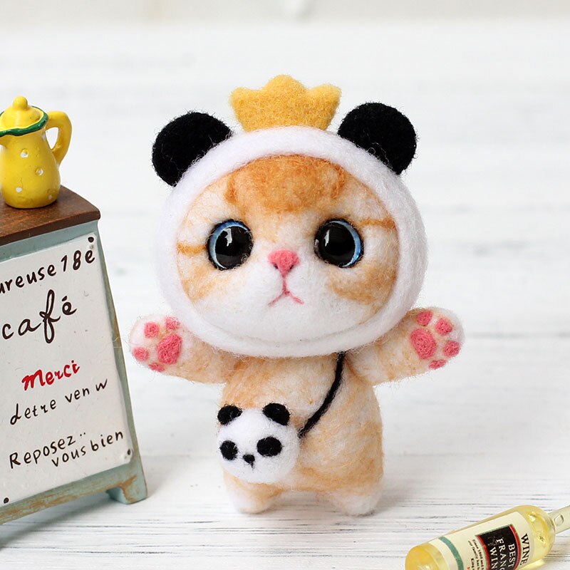 1 Set DIY Wool Needle Felting Kit Needle Felting Beginner Kits with Instructions and Needle Felting Basic Tools Felt DIY Package: Panda