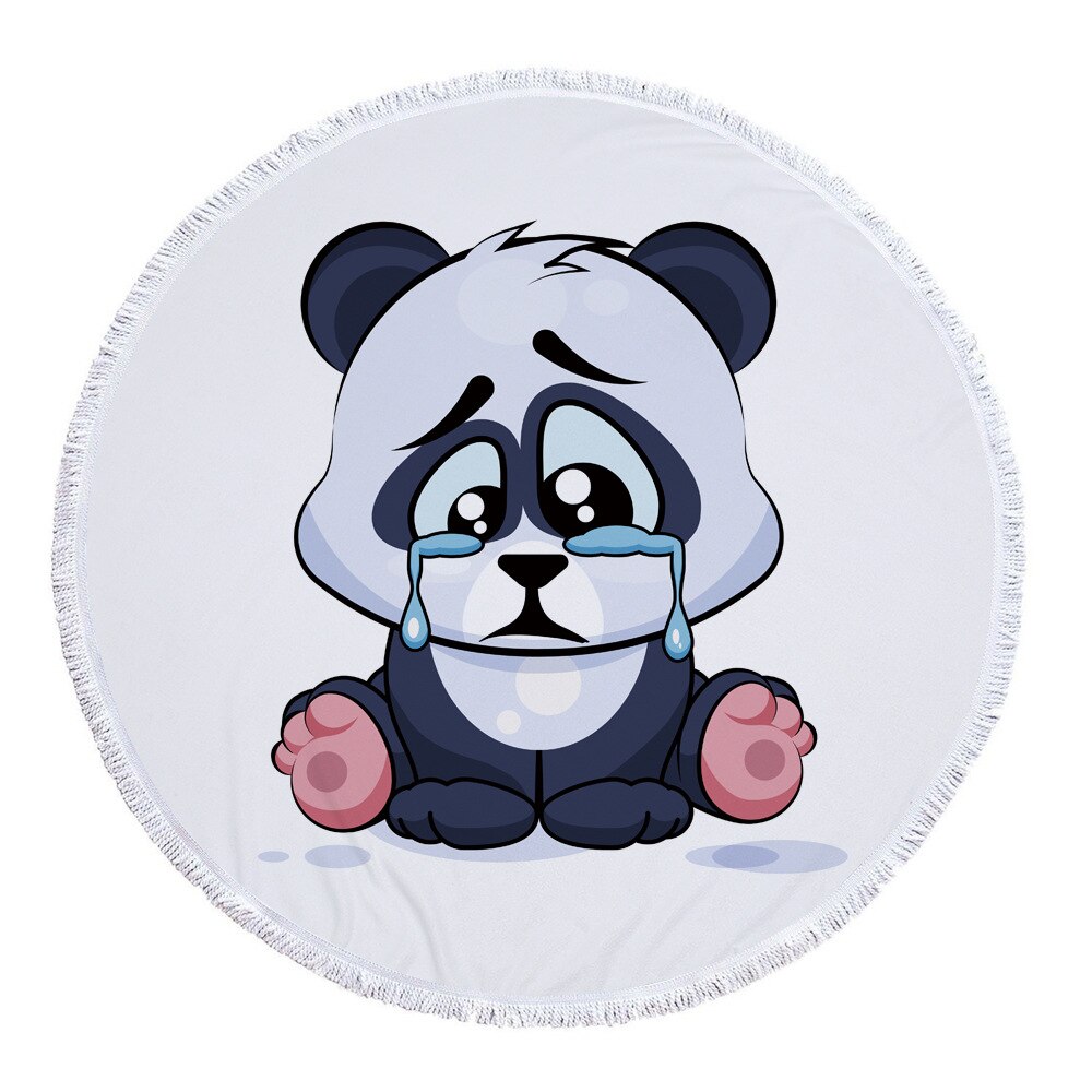 Schattig panda patroon ronde strandhanddoek microvezel materiaal kan worden gebruikt als badhanddoek yogamatten picknickmat baby speelmat: 1