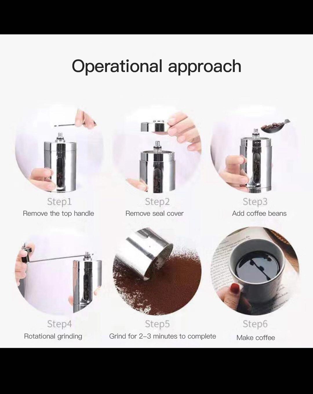 Silver Coffee Grinder Manual Coffee Grinder Ground Handmade Coffee Bean Removable Adjustable Thickness Ceramic Core Machine