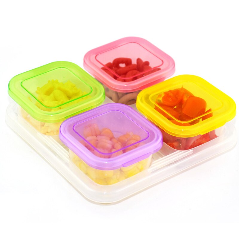 Small Grid Dessert Fruit Separate Storage Frozen Box Complementary Food Box Fresh-keeping Box Baby food supplement storage box: 08 Colorful 4