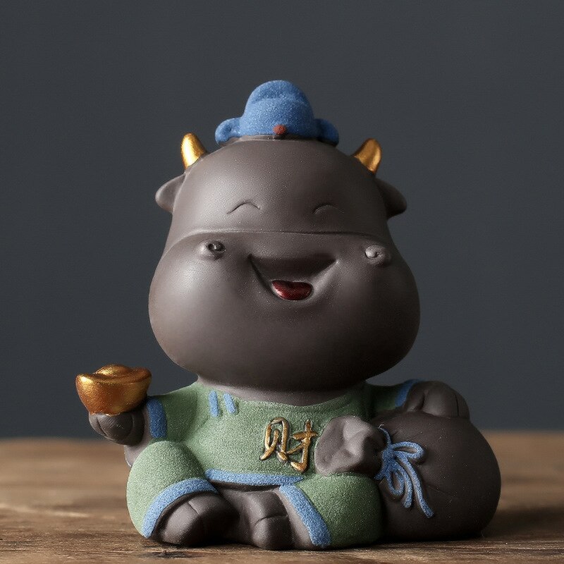 Service à thé au sable violet, ornements créatifs de bétail Wufu, service à thé d&#39;art fait à la main, bonsaï Kung Fu, Mini service à thé Pet: Tea Set5