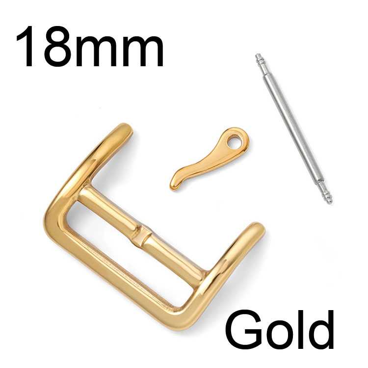Stainless Steel Watch Strap Buckle 16mm 18mm 20mm 22mm 316L Glossy Polish Replacement Watchband Clasp Band Repair Tool Part: 18mm Gold