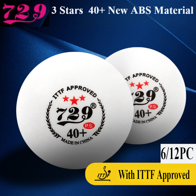6/12pc 729 3 stjärnor pingisbollar 40+  abs-material slitstarkt bordtennis med sömmar wtt-tävling godkänt av ittf