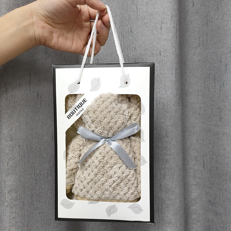 Ensemble de serviettes de bain de luxe en velours, molleton, forme d'ours, avec boîte, séchage rapide, en microfibre, de mariage, de fête: 05