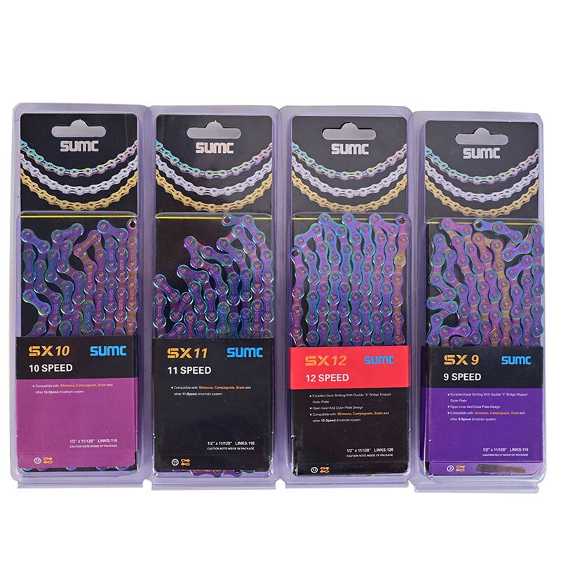 Bicycle Chain Rainbow Colorful Mountain MTB Road Bike Shifting Chain 9/10/11/12 Speed With Connector Master Links BC0581