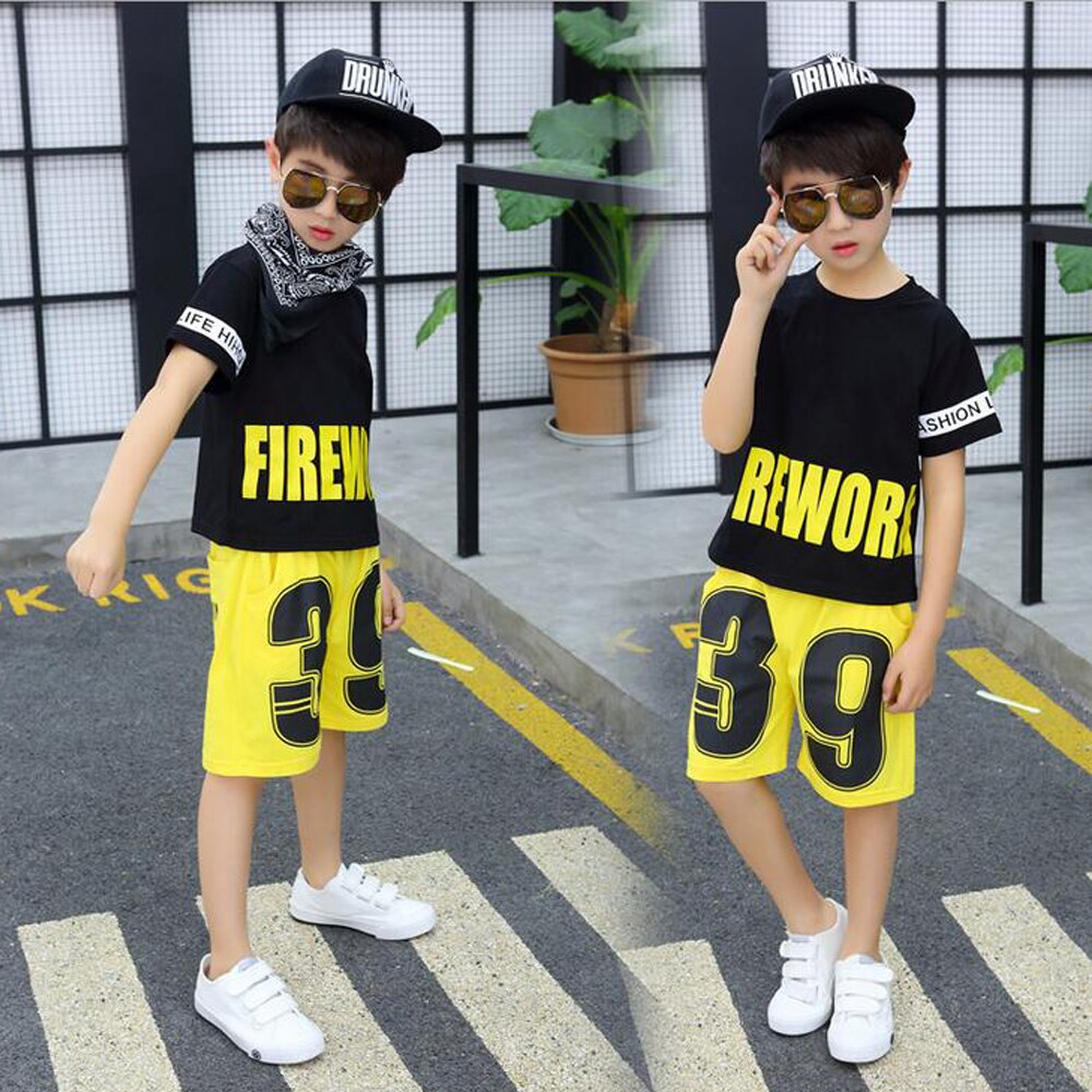 Jungen Mädchen verlieren Baumwolle Ballsaal Moderne Jazz Hüfte hüpfen tanzen Wettbewerb Kostüm freundlicher Tanzen Kleidung T-Shirt Spitzen Hosen