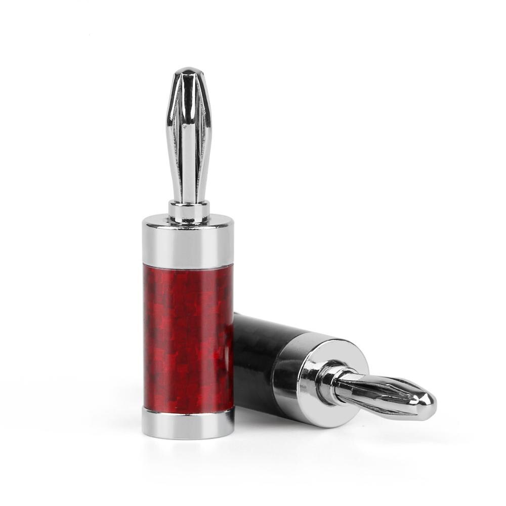 4pcs HIFI Banana Plug Male Audio Connector 8mm Screw Rhodium Plated Carbon Fiber Plugs Speaker Terminal Banana Jack Adapter DIY