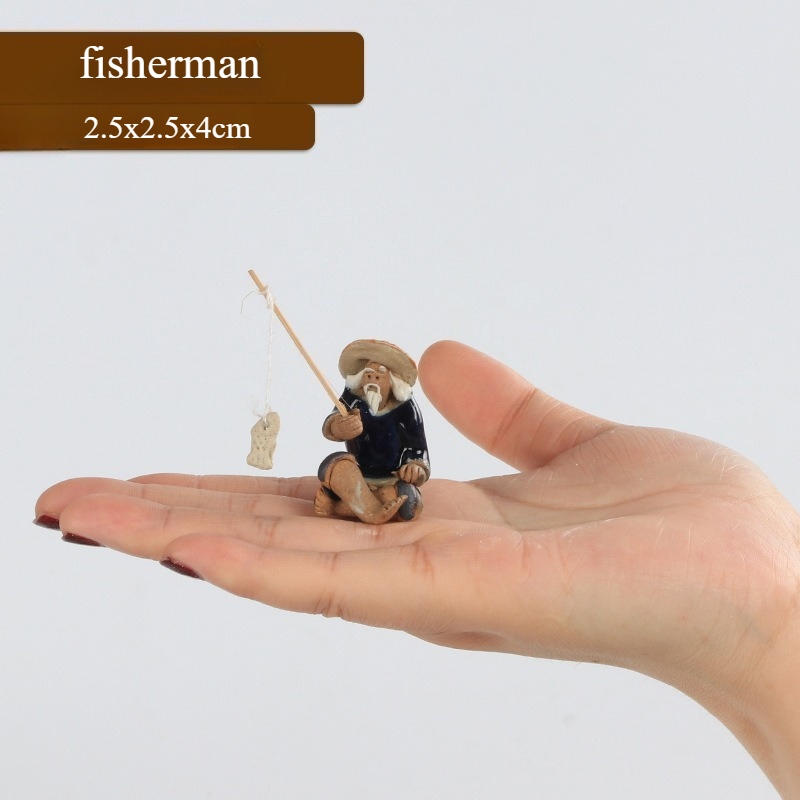 Handgemaakte houten boot decoratie mini drijvende boot model landschapsarchitectuur vissersboot aquarium vijver decoratie aquarium accessoires: Black