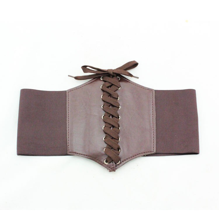 Corset cuero Pu ancho para adelgazamiento de cuerpo cinturones para mujer elástico cinturón a la cintura alto Cinto Sobretudo femenino Ceinture Femme Fajas: Coffee