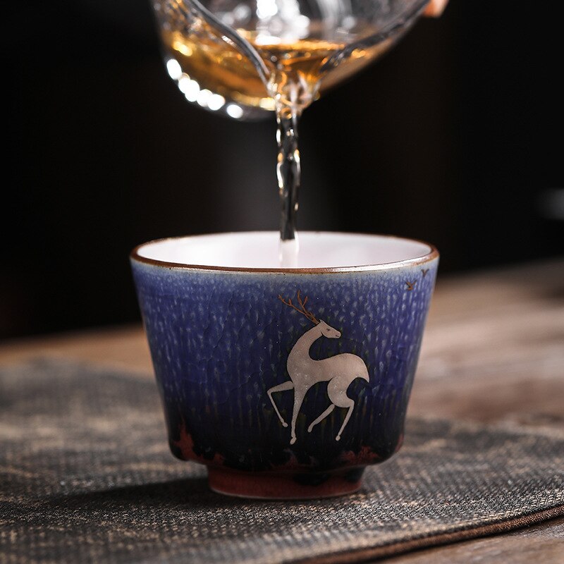 Taza de cerámica horneada hecha a mano de estilo japonés, conjunto de taza maestra Personal, taza de gran tamaño, caja de , tazas de té, 4 Uds.