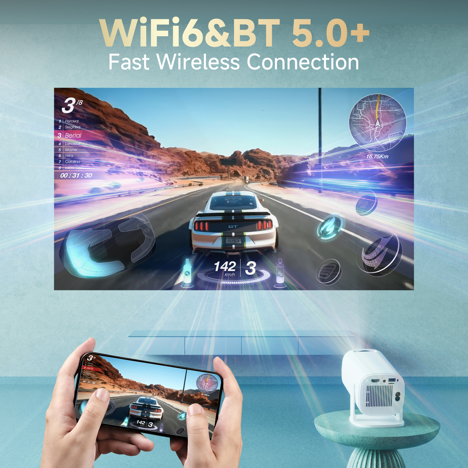  Portable Home Projector, 180° Rotation, Built-in Speaker,Ideal for Family Gatherings,  Family Entertainment, Upgrated HY300