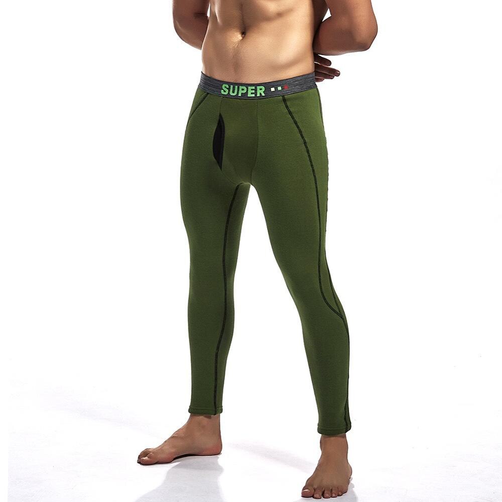 Fr herre varme bukser, herre plus tykke fløjl bomuld elastiske bukser, herre komfortable leggings: Grøn / Xxl
