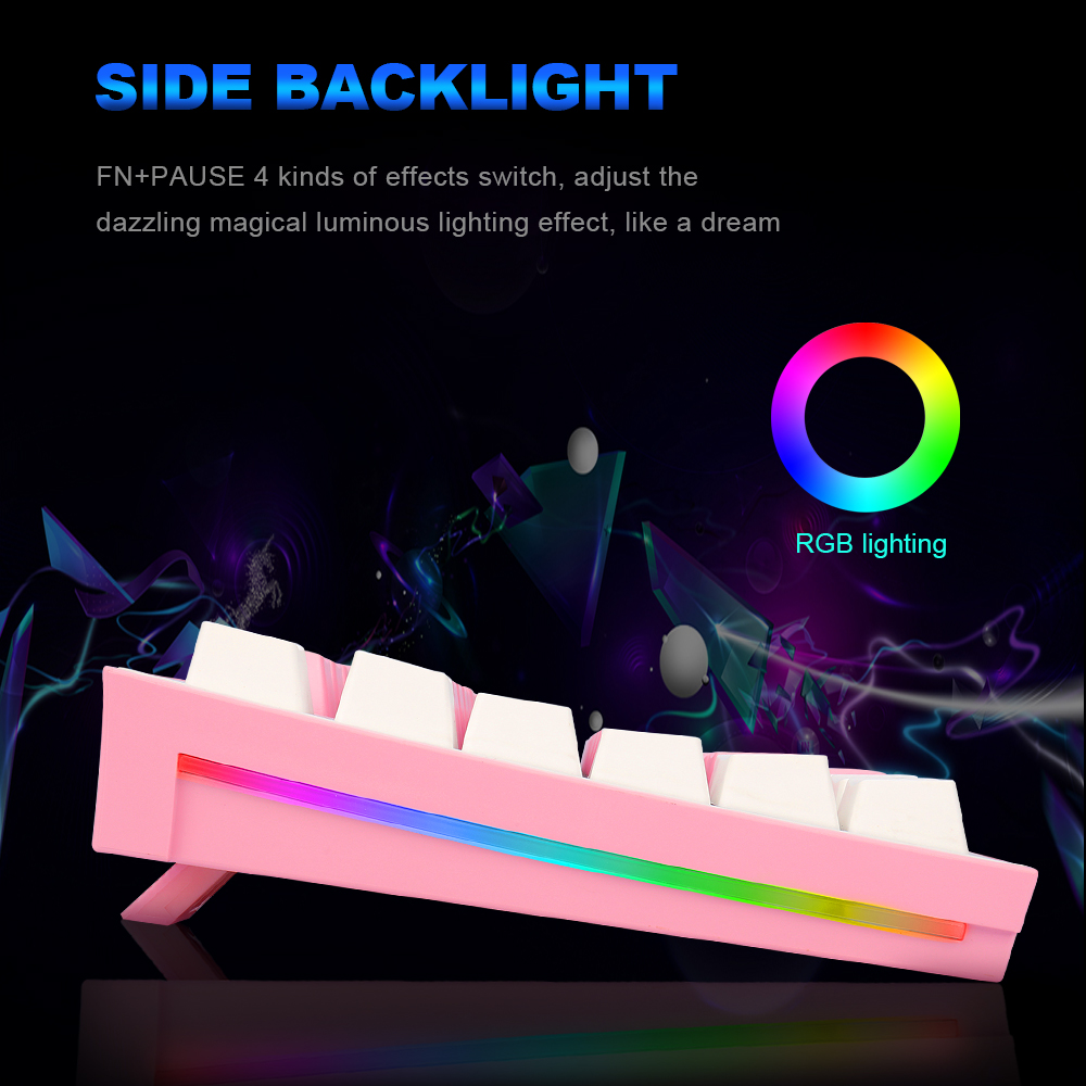 REDRAGON BES K611 USB Pink White Mechanical Gaming Keyboard Blue Switch Led Backlit 87 Keys Computer PC Gamer