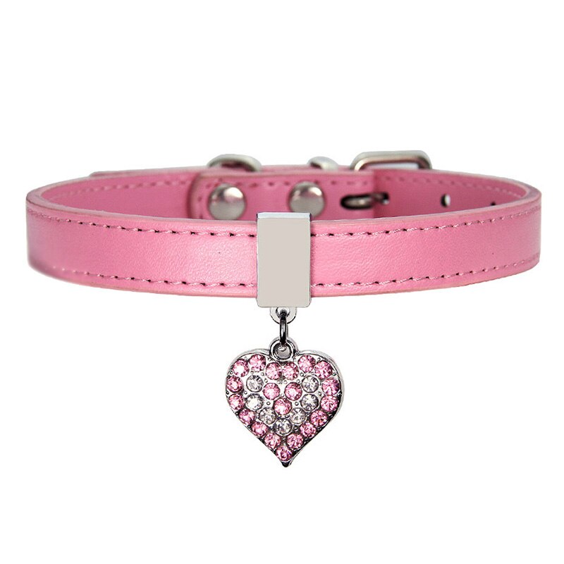 Hjärta strass hundhalsband kristall valp chihuahua hundhalsband koppel för små medelstora hundar husdjursleverantör xs sm doggyzstyle