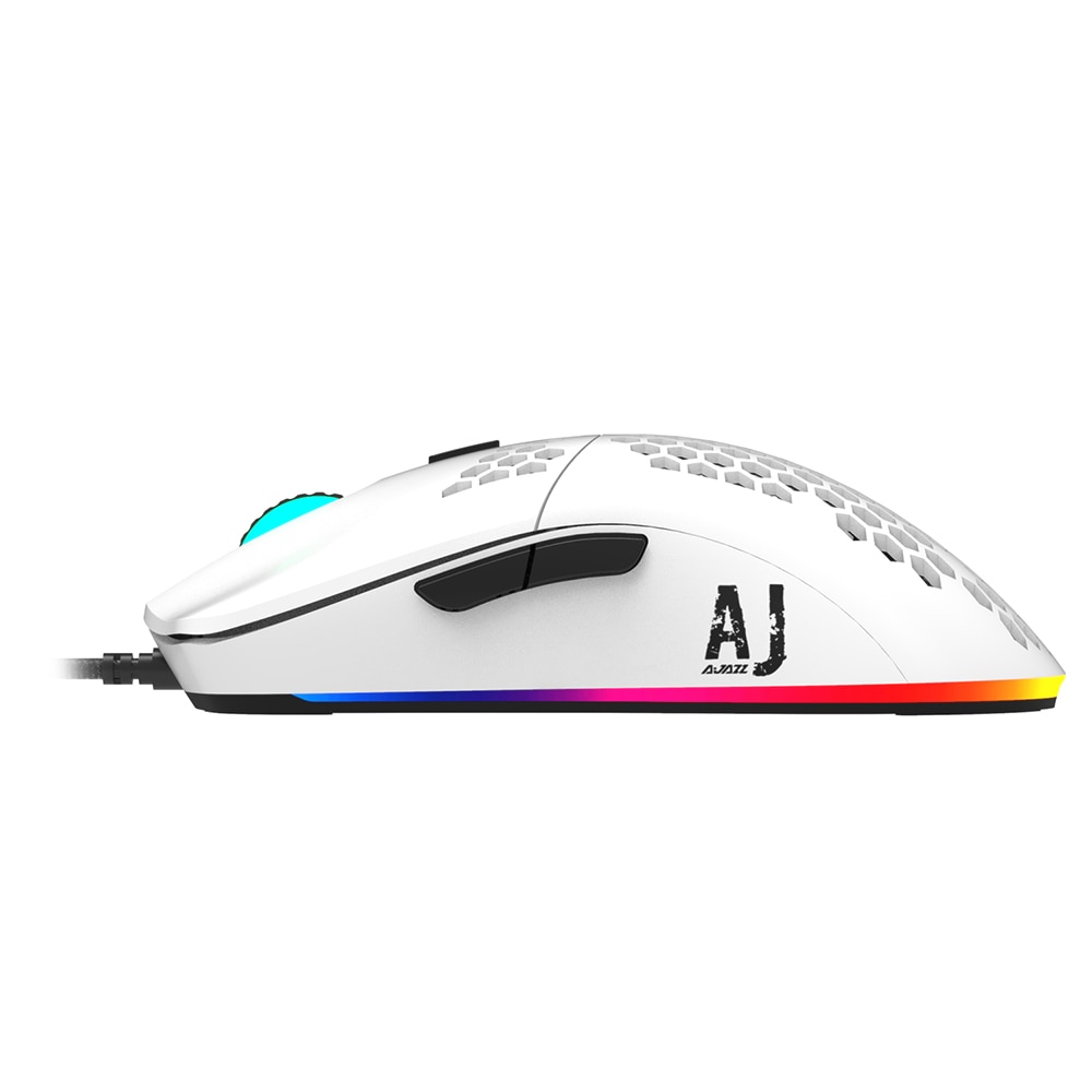 Original Ajazz Gaming Mouse AJ390 USB Wired with 7 Keys Adjustable 16000DPI Ergonomic Hollowed-out Honeycomb White