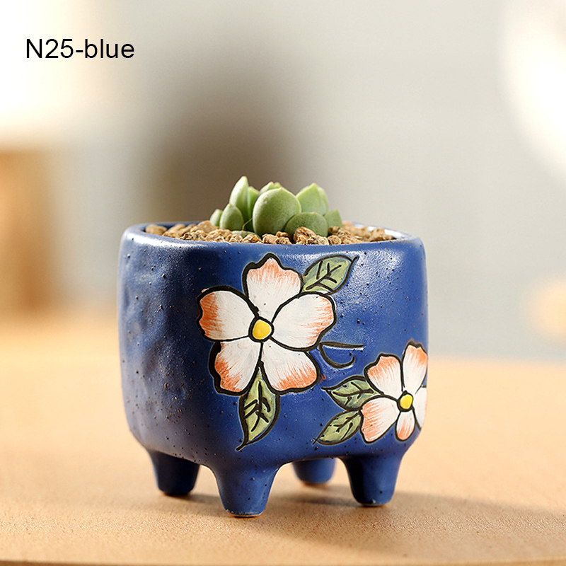 Succulent Pots Plant Pots Garden Pots Ceramic Flower Pots Planter Outdoor Garden Home Decoration J99Store: n25 blue