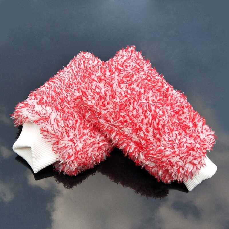 Ridsefri mikrofiber bilvask rengøringshandske auto bilvask svamp mikrofiber svampe vaske luffer til bil: 1pc røde