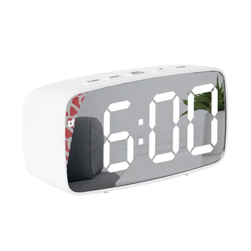 Neue Acryl/Spiegel Wecker LED Digital Uhr Stimme Kontrolle Schlummern Zeit Temperatur Anzeige Nacht Modus Hause Dekoration Uhr: Weiß Spiegel Kreis
