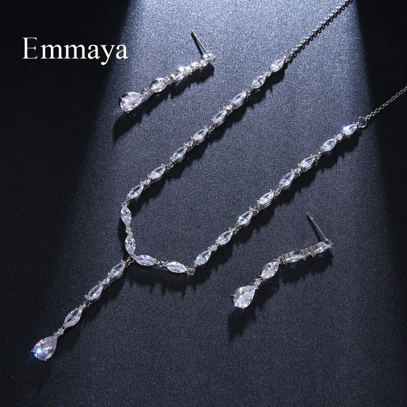 Emmaya nueva pura y pequeña circonita cúbica encantadora joyería collar y pendiente para mujer y señora deslumbrante vestido en