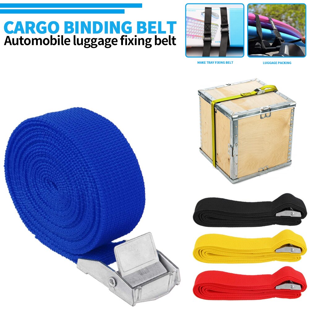 1pc 2.5cm*2.5m Car Load Lashing Strap Luggage Bag Belt Tie Down Metal Strap Cargo Buckle Includes Quick-release Thumb Button