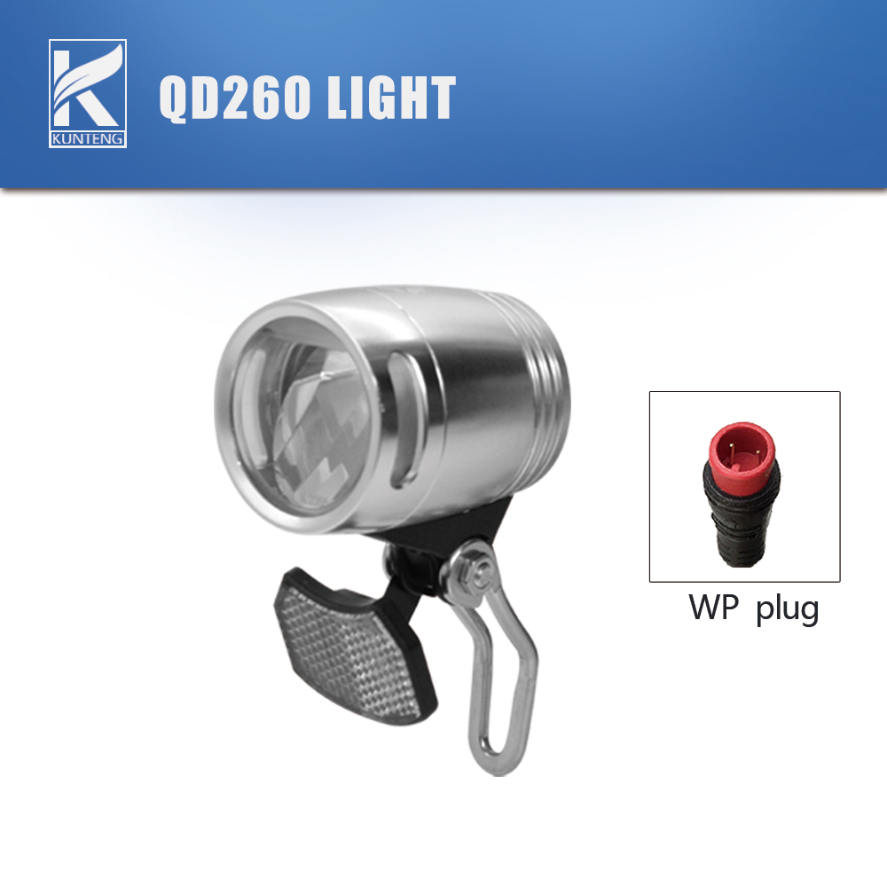 Feu avant de vélo électrique QD260 QD470 QD500 6-60V 2 broches SM/WP, phare LED pour accessoires de vélo électrique: kaki foncé