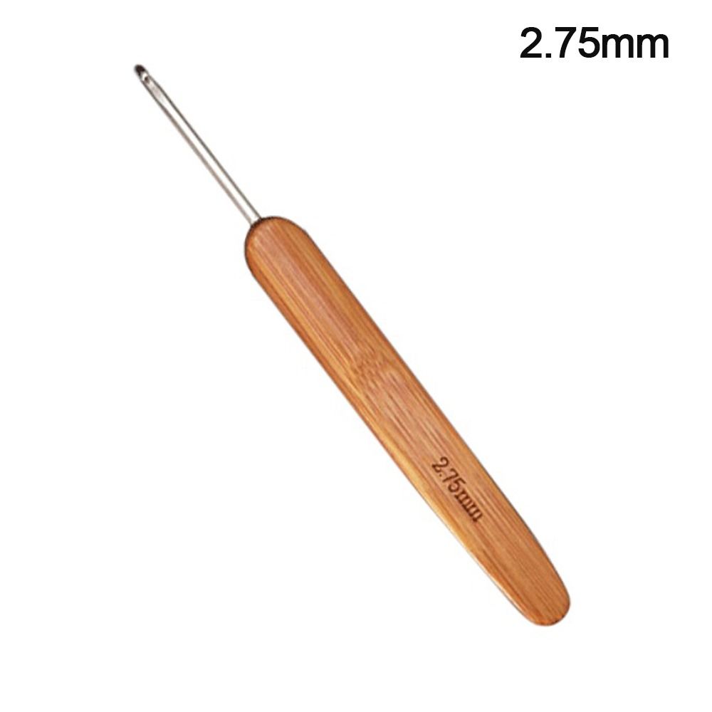 Crochet Ergonomique avec Manche en Bois de Bambou, Outil de Tissage à la Main, Fil Artisanal: Argent